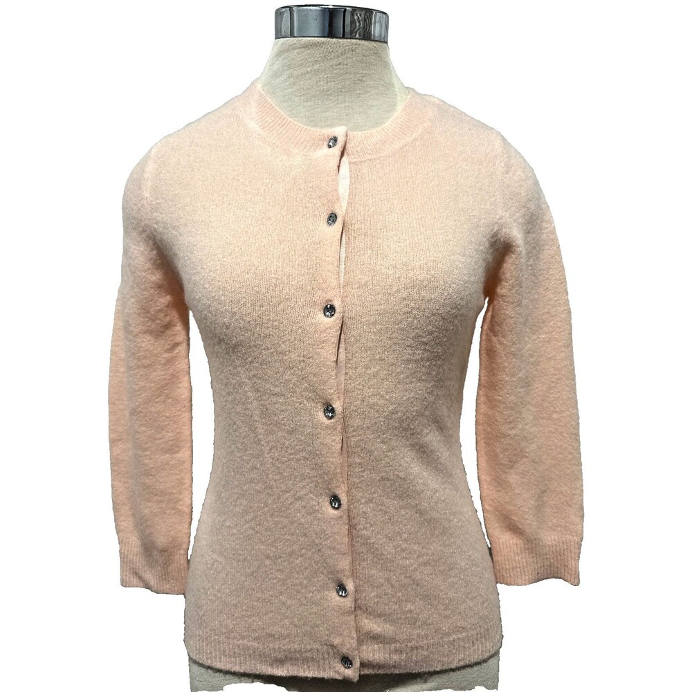 VTg 90's Y2k TAKEOUT Granola Grandma Core M Peach Crystal Buttons Cardigan NWT